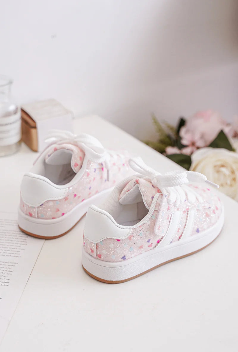 Sneakers con velcro per bambini – Scarpe sportive per bambini – Comode e leggere – Bianche con fantasie multicolori