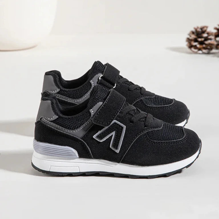 Sneakers con velcro per bambini – Scarpe sportive per bambini – Comode e leggere – Nero e grigio