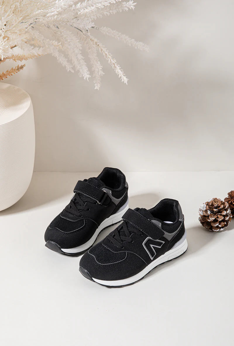 Sneakers con velcro per bambini – Scarpe sportive per bambini – Comode e leggere – Nero e grigio