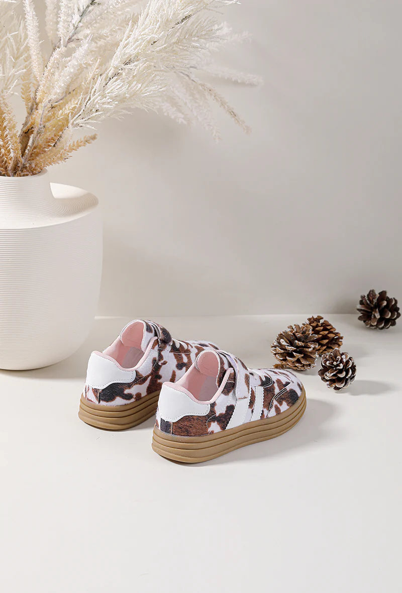 Sneakers per bambini con stampa leopardata e chiusura in velcro – Sneakers alla moda con suola spessa