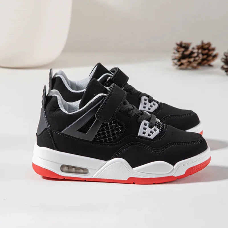 Sneakers con velcro per bambini – Scarpe sportive per bambini – Comode e leggere – Nero e rosso