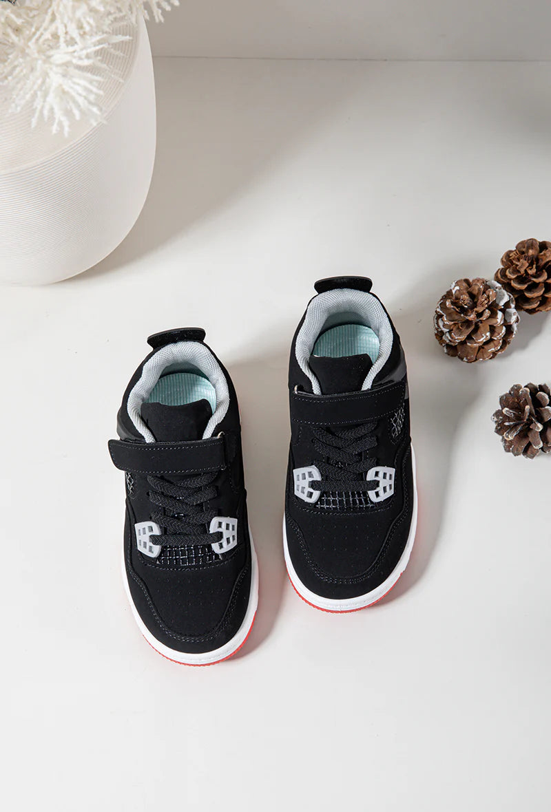 Sneakers con velcro per bambini – Scarpe sportive per bambini – Comode e leggere – Nero e rosso