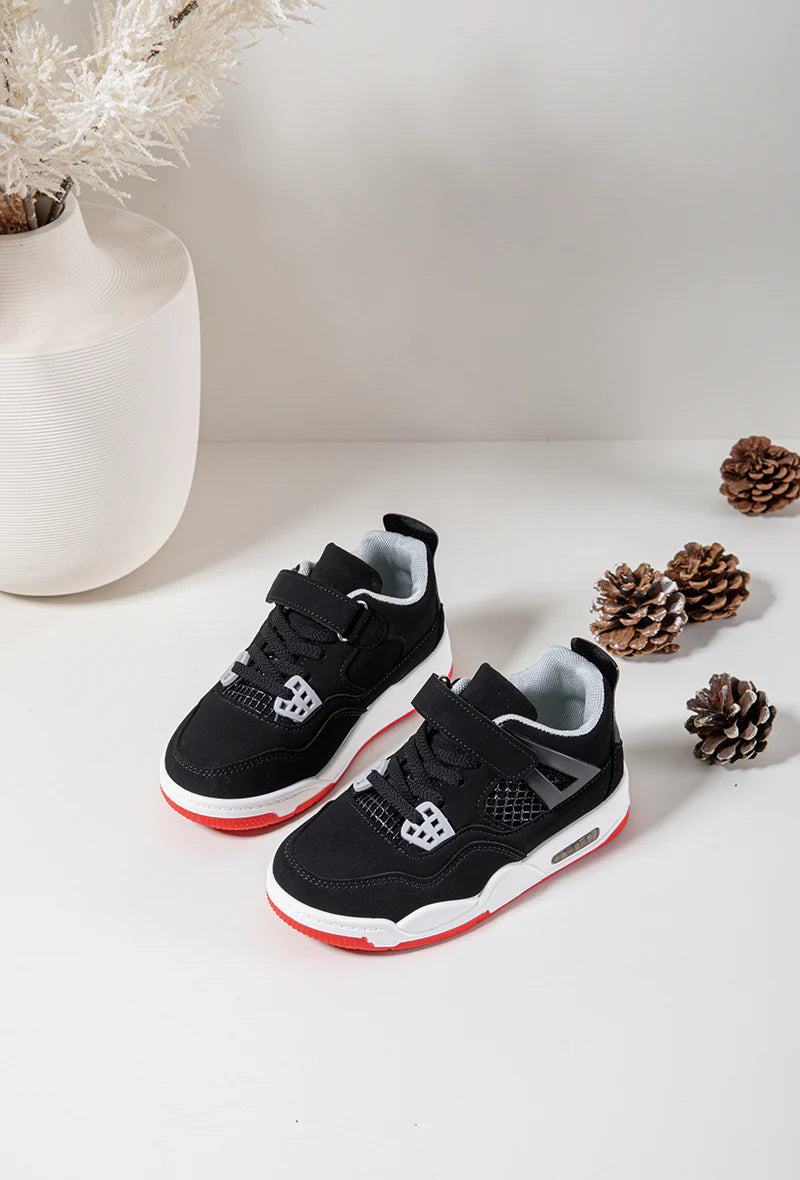 Sneakers con velcro per bambini – Scarpe sportive per bambini – Comode e leggere – Nero e rosso