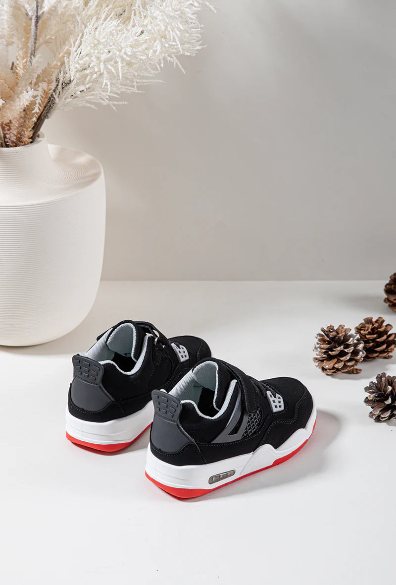 Sneakers con velcro per bambini – Scarpe sportive per bambini – Comode e leggere – Nero e rosso