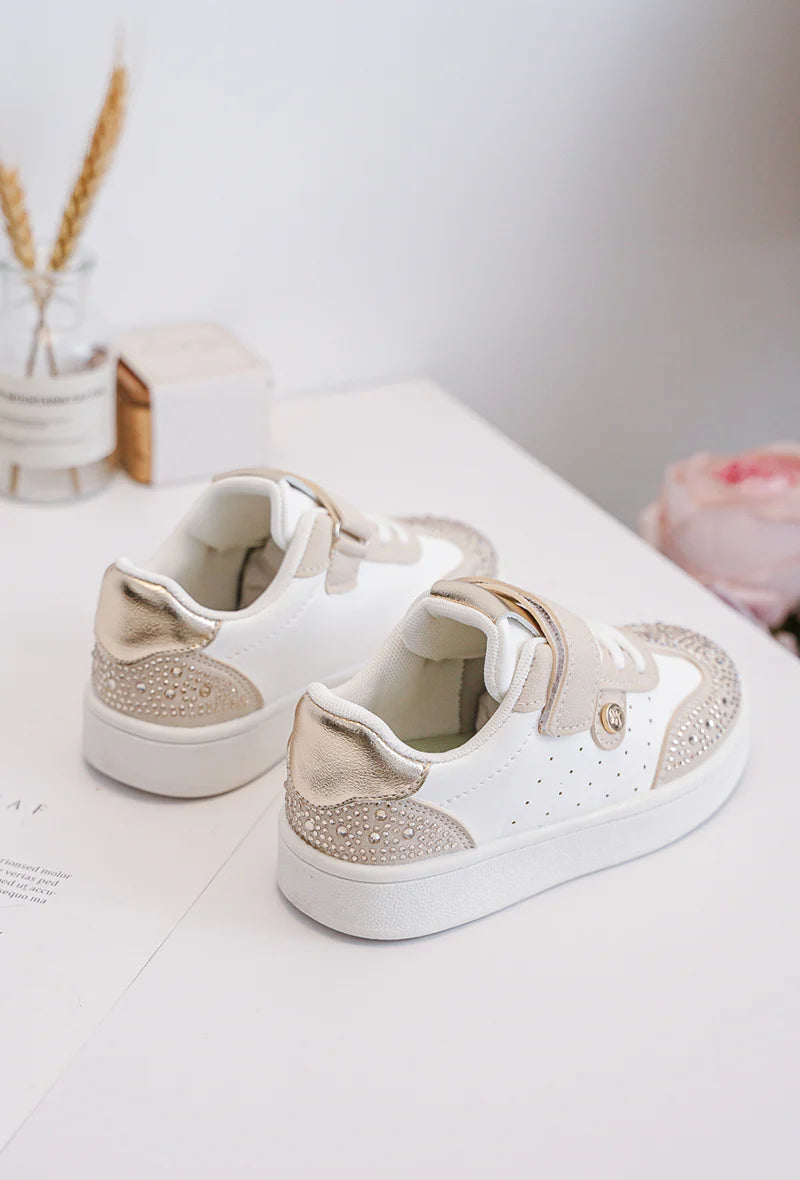Sneakers con strass per bambini – Scarpe per bambini – Bianco e beige – Eleganti e comode