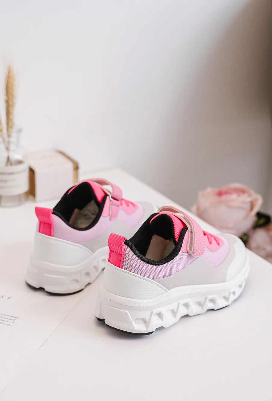 Sneakers Chunky per bambini – Scarpe per bambini – Rosa e grigio – Suola spessa e comoda