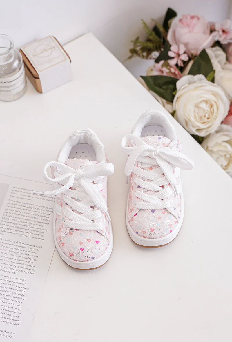 Sneakers con velcro per bambini – Scarpe sportive per bambini – Comode e leggere – Bianche con fantasie multicolori