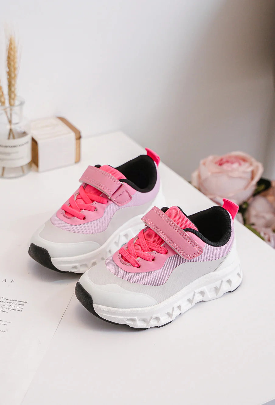 Sneakers Chunky per bambini – Scarpe per bambini – Rosa e grigio – Suola spessa e comoda