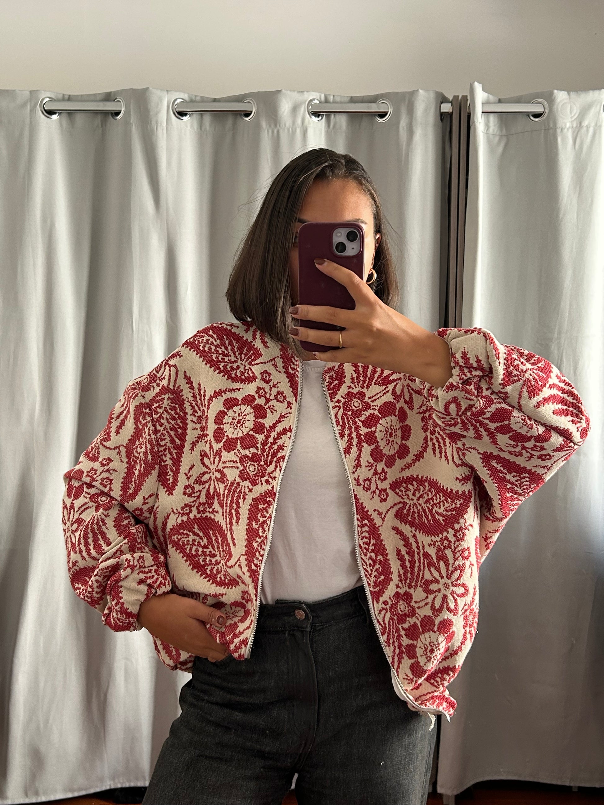 Giubbotto bomber patchwork rosa e viola