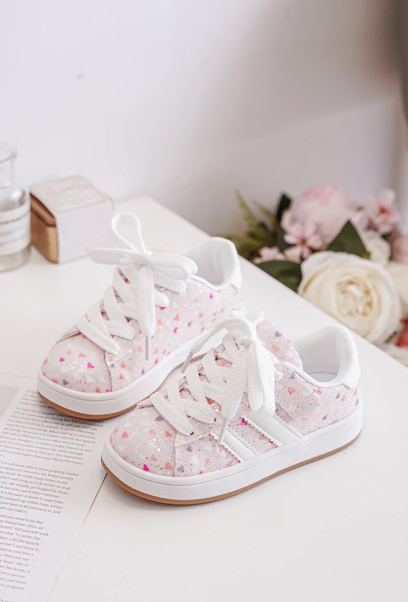 Sneakers con velcro per bambini – Scarpe sportive per bambini – Comode e leggere – Bianche con fantasie multicolori