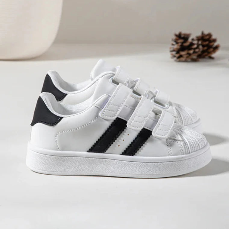 Sneakers con velcro per bambini – Scarpe sportive per bambini – Comode e leggere – Bianco e nero