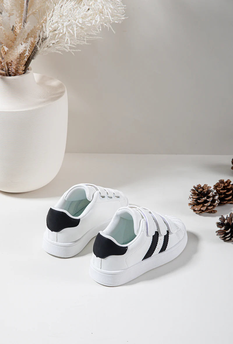 Sneakers con velcro per bambini – Scarpe sportive per bambini – Comode e leggere – Bianco e nero