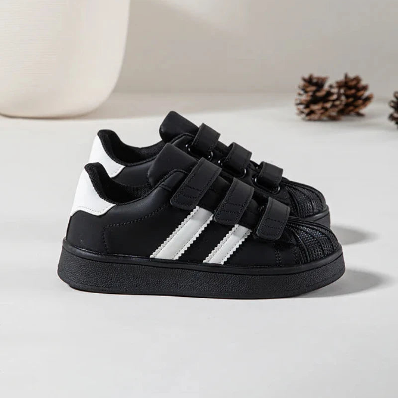 Sneakers con velcro per bambini – Scarpe sportive per bambini – Comode e leggere – Nero e bianco