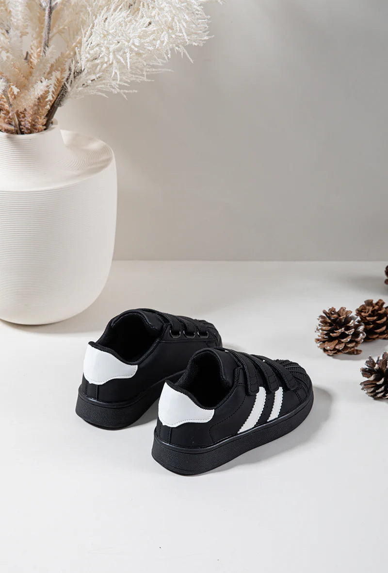 Sneakers con velcro per bambini – Scarpe sportive per bambini – Comode e leggere – Nero e bianco