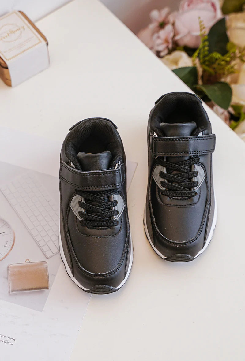 Sneakers con velcro per bambini – Scarpe sportive per bambini – Comode e leggere – Nere