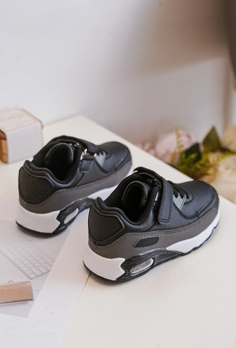 Sneakers con velcro per bambini – Scarpe sportive per bambini – Comode e leggere – Nere