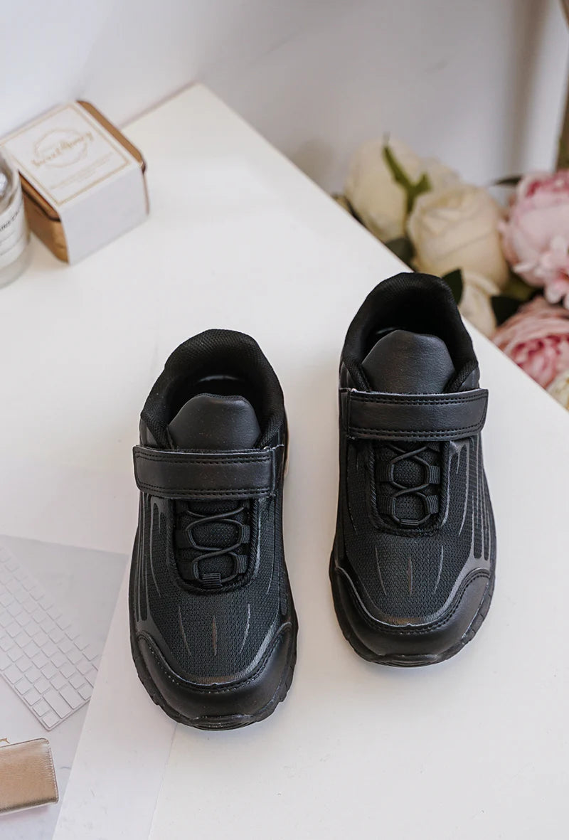 Sneakers con velcro per bambini – Scarpe sportive per bambini – Comode e leggere – Nere
