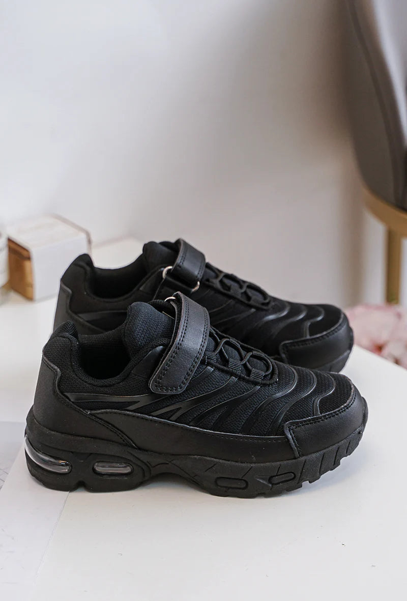 Sneakers con velcro per bambini – Scarpe sportive per bambini – Comode e leggere – Nere