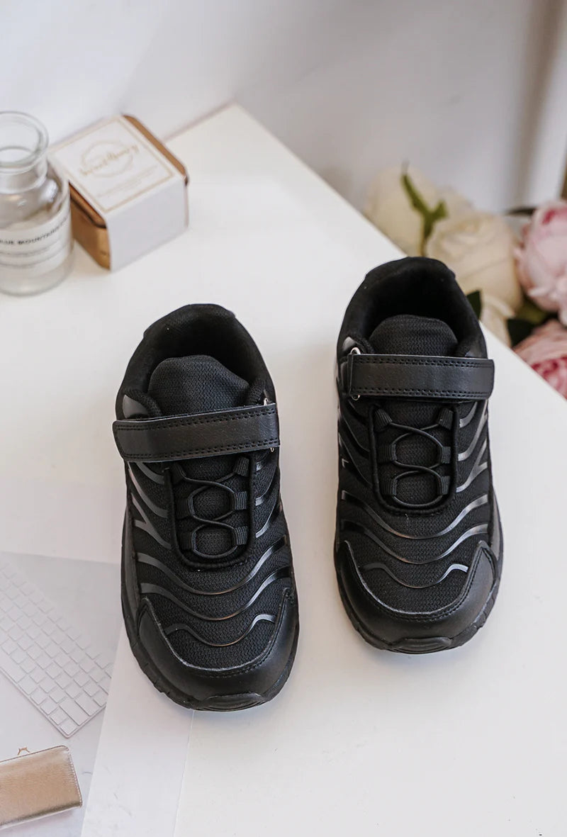 Sneakers con velcro per bambini – Scarpe sportive per bambini – Comode e leggere – Nere
