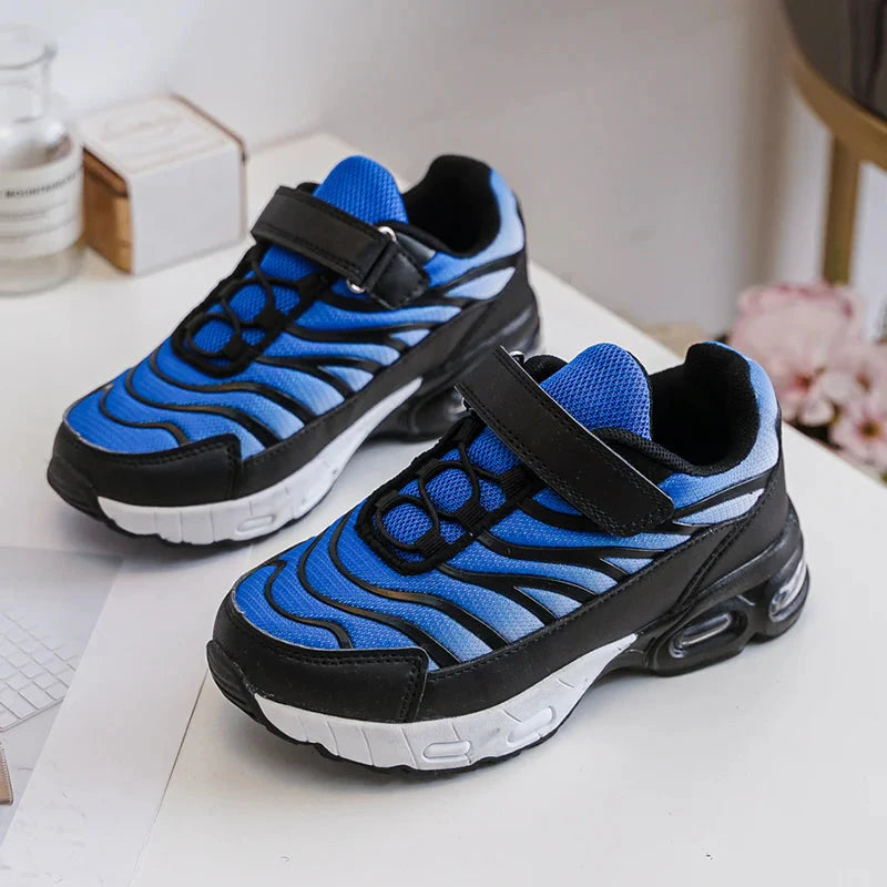 Sneakers con velcro per bambini – Scarpe sportive per bambini/ragazze – Comode e leggere – Blu e nero