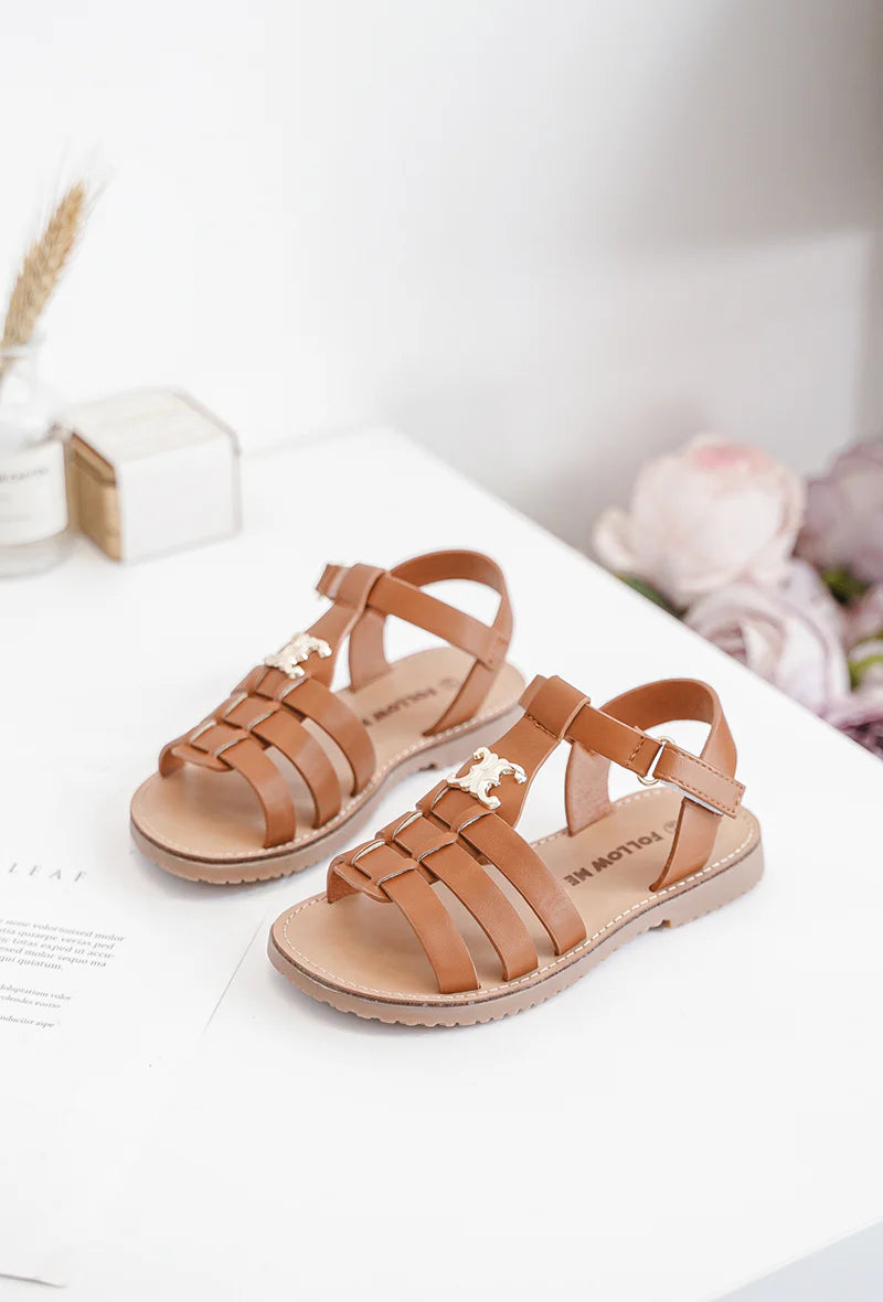 Sandalo cammello viola