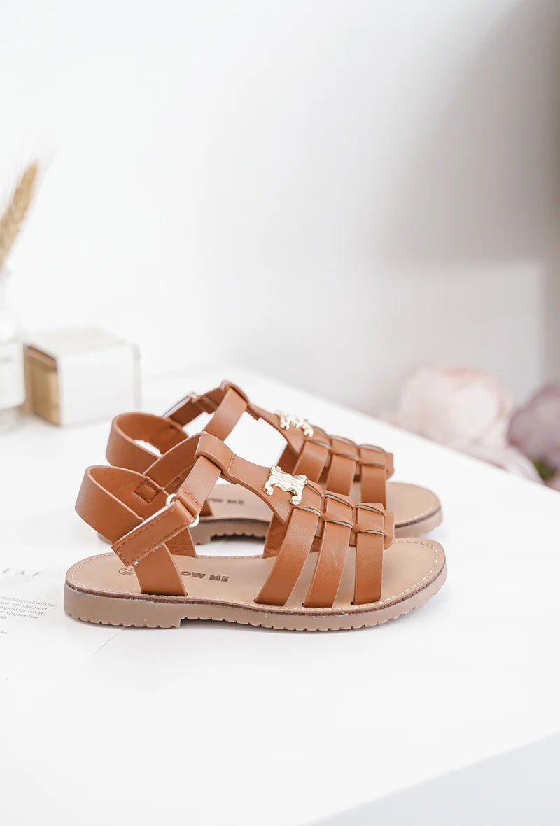 Sandalo cammello viola