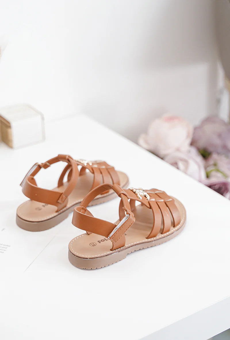 Sandalo cammello viola