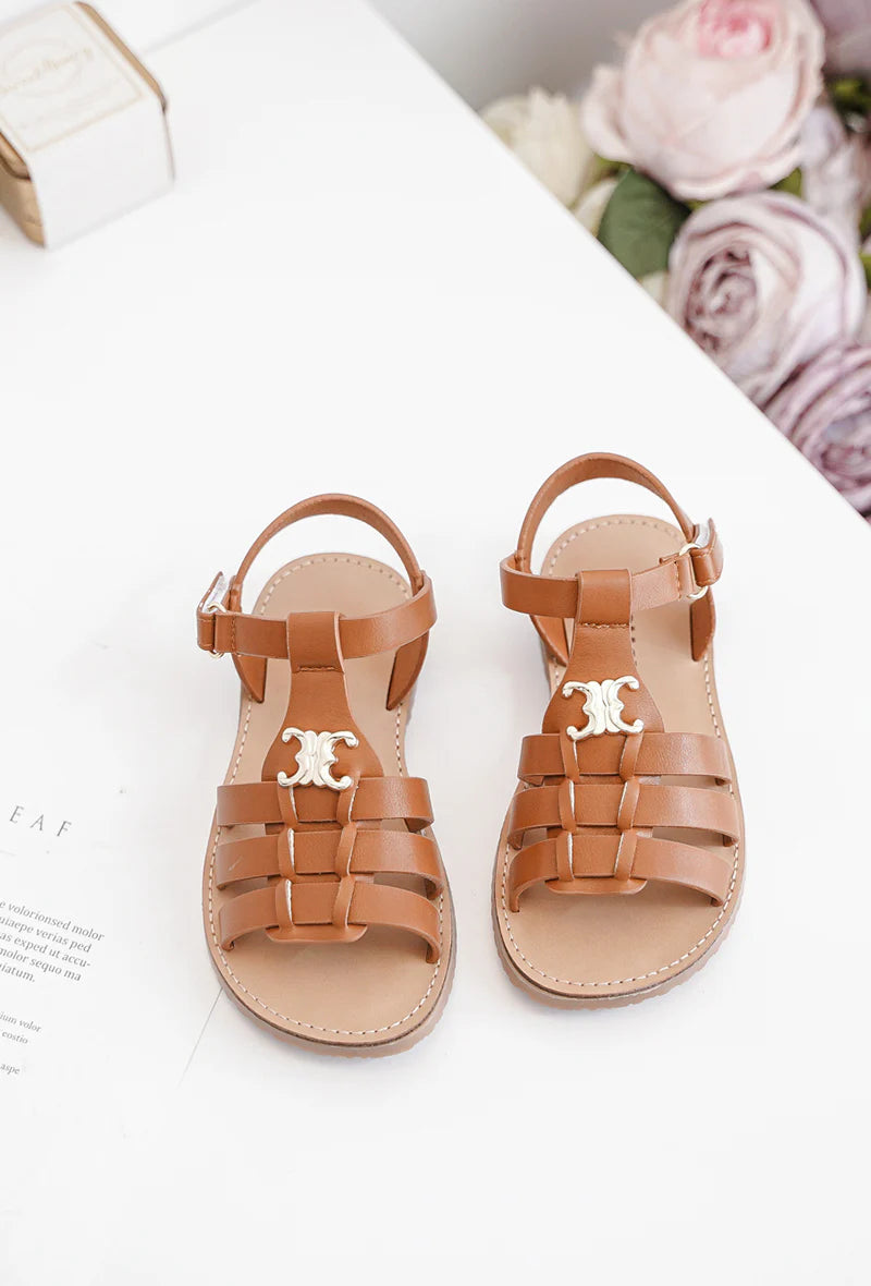 Sandalo cammello viola